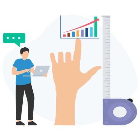 Businessman measuring growth scale  Illustration