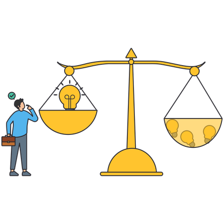 Businessman measuring idea value  Illustration