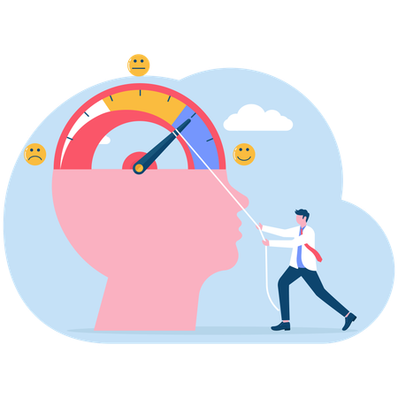 Businessman measuring performance of brain  Illustration