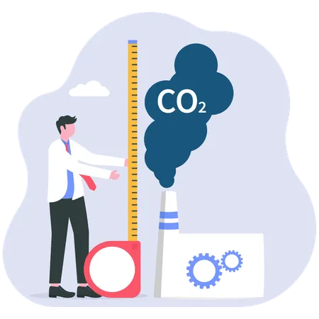 Businessman measuring pollution  Illustration