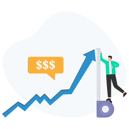 Businessman measuring rising business profit  Illustration