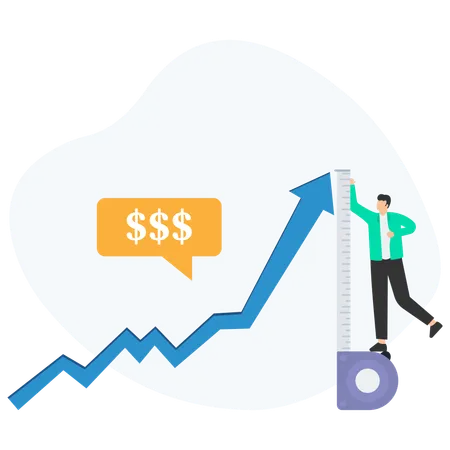 Businessman measuring rising business profit  Illustration