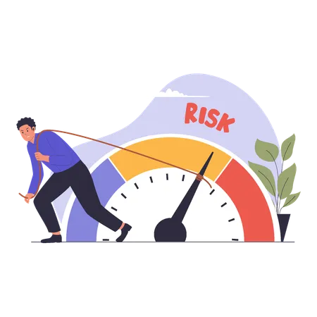 Businessman measuring risk level  Illustration