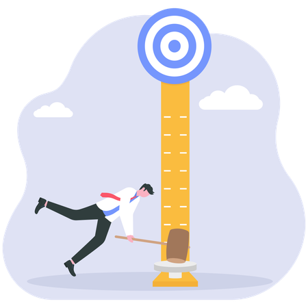 Businessman measuring strength of legal matters  Illustration