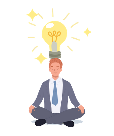 Businessman meditate to think about idea Illustration