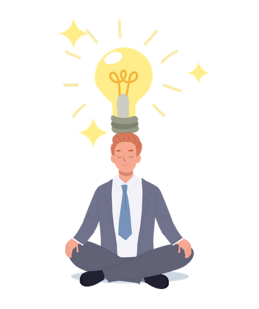 Businessman meditate to think about idea  Illustration