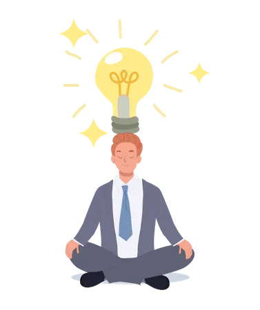 Businessman meditate to think about idea  Illustration