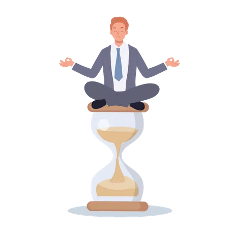 Businessman meditating during work  Illustration