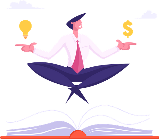 Businessman Meditating for brain relaxing  Illustration