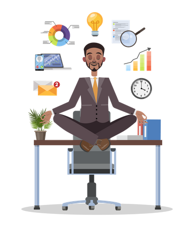 Businessman meditating  Illustration