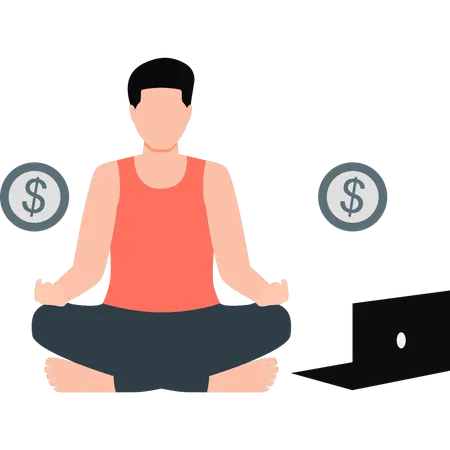 Businessman meditating in office  Illustration