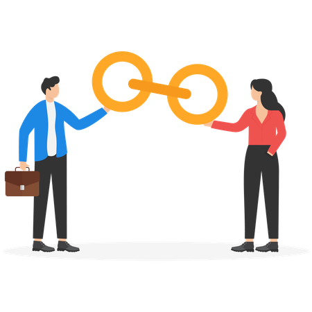 Businessman merging chain link  Illustration