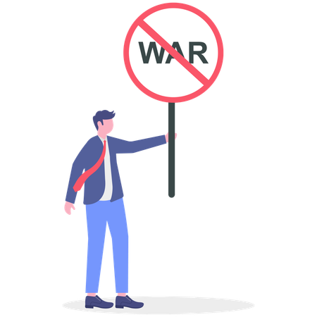 Businessman messages to stop war  Illustration