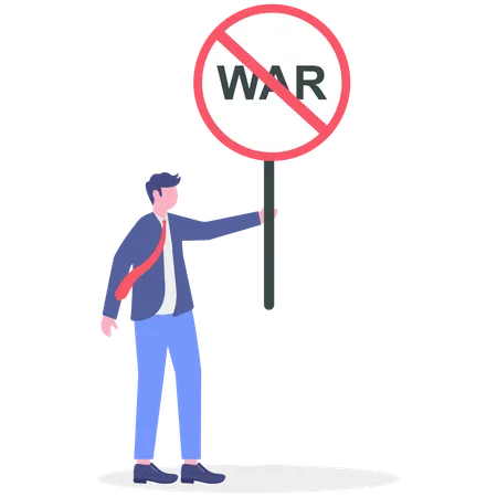 Businessman messages to stop war  Illustration