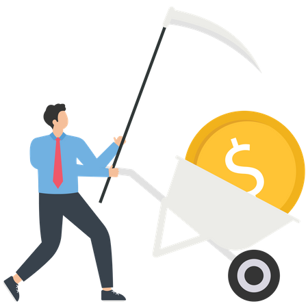 Businessman mining a bitcoin  Illustration