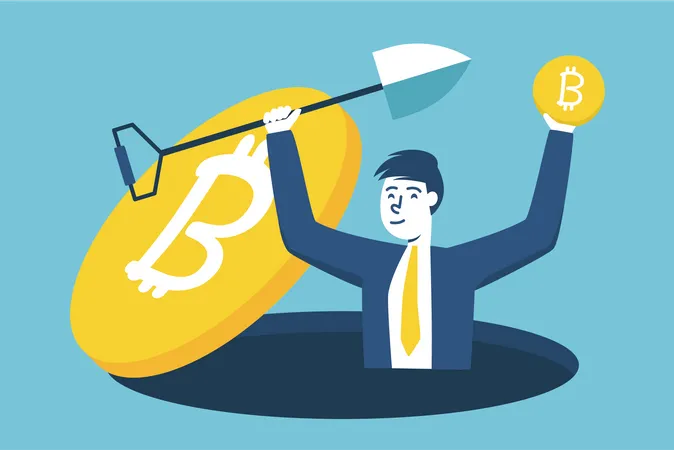 Businessman mining digital currency  Illustration