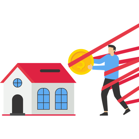 Businessman miss out house deal  Illustration