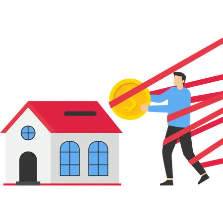 Businessman miss out house deal  Illustration