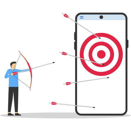 Businessman missed target on mobile  Illustration