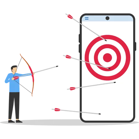 Businessman missed target on mobile  Illustration