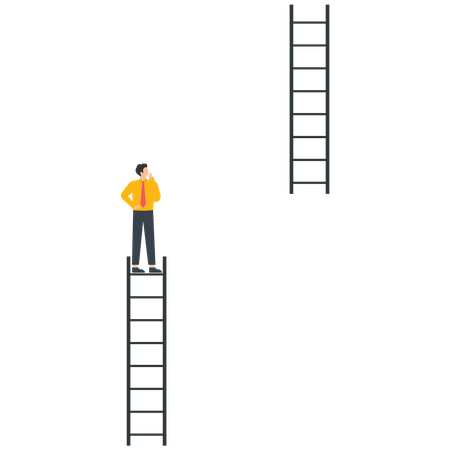 Businessman missing ladder climbing upwards  Illustration