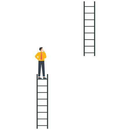 Businessman missing ladder climbing upwards  Illustration