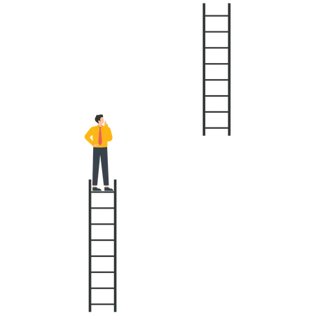 Businessman missing ladder climbing upwards  Illustration