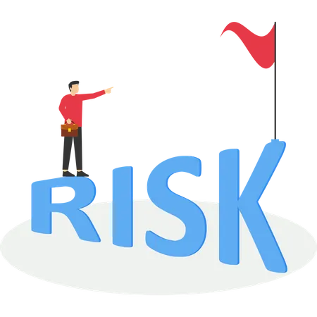High Risk Growing Concept Business People Who Walk Through The Ladder Of Risk To Achieve Goals Business Man Mission Achievement And Corporate Competition Goals Challenges Tasks And Goals Illustration