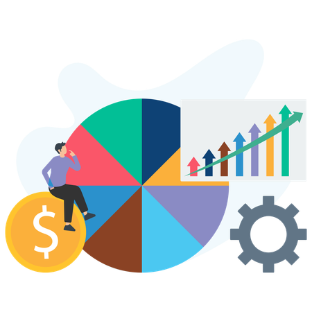 Businessman monitoring market graph  Illustration