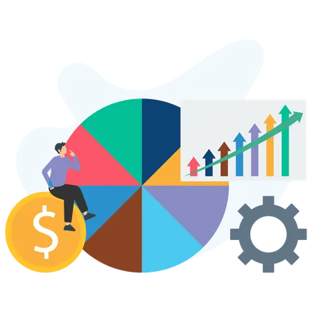 Businessman monitoring market graph  Illustration