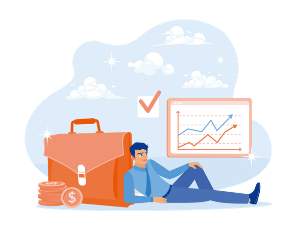 Businessman monitors financial chart  Illustration