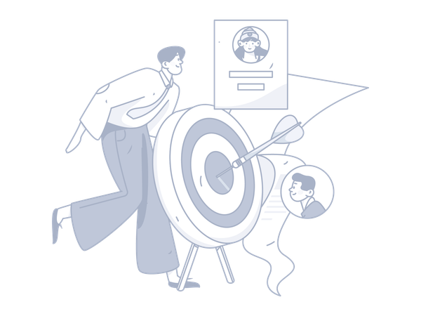 Businessman motivates new employee to achieve targets  Illustration