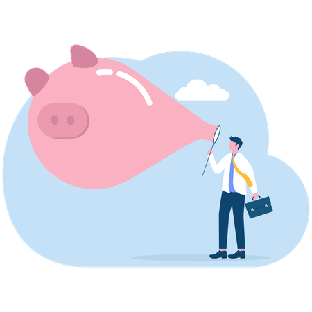 Businessman motivates saving money habit  Illustration