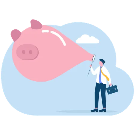 Businessman motivates saving money habit  Illustration