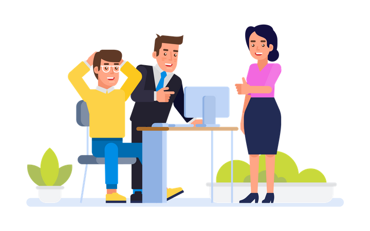 Businessman motivating team member  Illustration