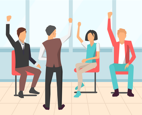 Businessman motivating team members  Illustration