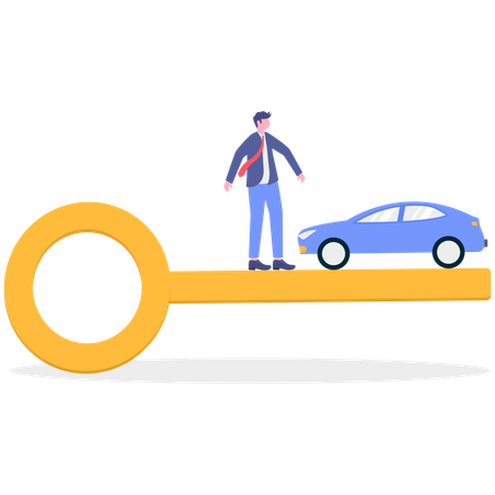ビジネスマンが車を駐車するために前進する  イラスト