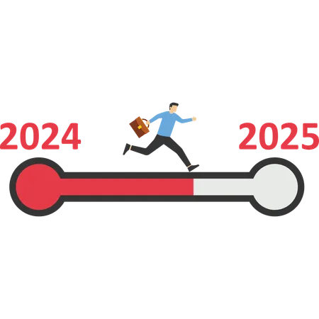 New Year 2025 Business Target KPI Progress Illustration
