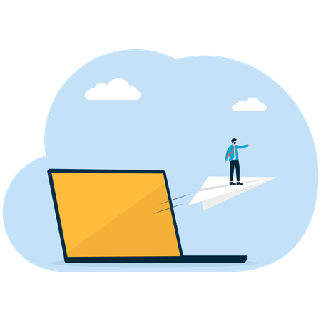 Businessman moves towards his goal  Illustration