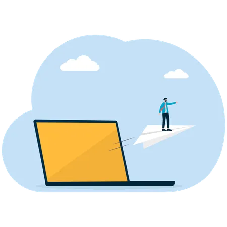 Businessman moves towards his goal  Illustration