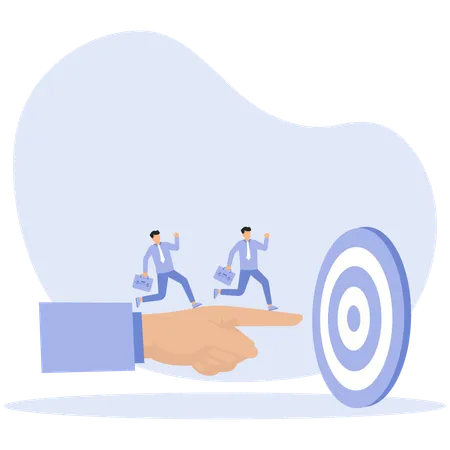 Businessman moves towards their targets  Illustration