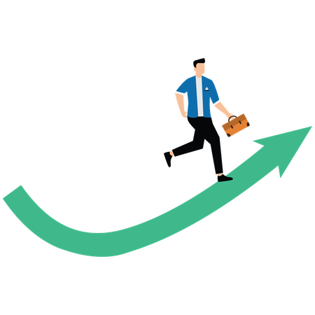 Businessman moving forward with arrow  Illustration