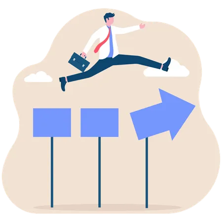 Businessman moving in business direction  Illustration