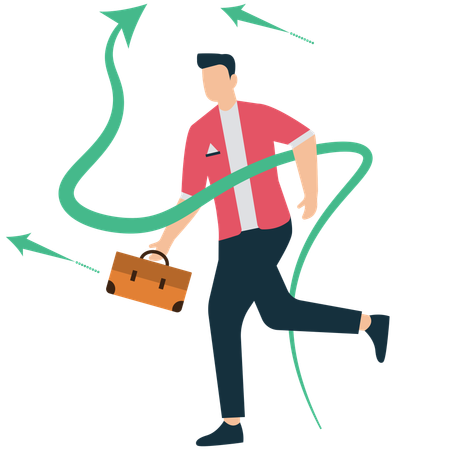Businessman Moving Toward His Goal  Illustration