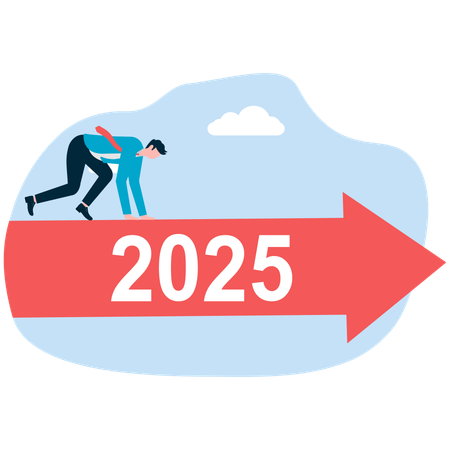 Businessman moving towards new year  Illustration