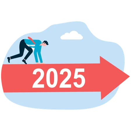 Businessman moving towards new year  Illustration