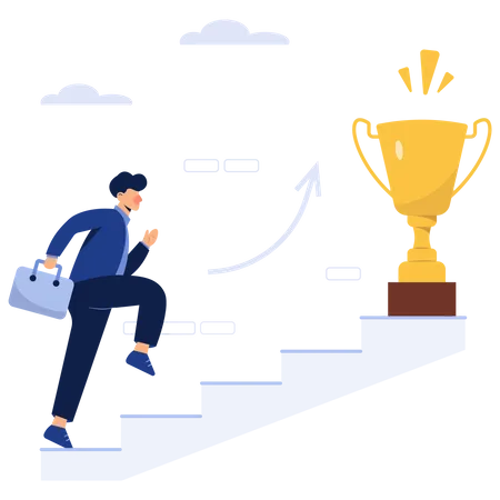 Vector Of Successful Business Man With A Trophy Illustration