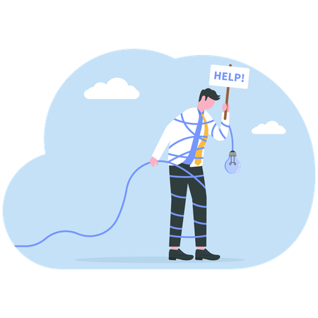 Businessman Need help and support to solve problem  Illustration