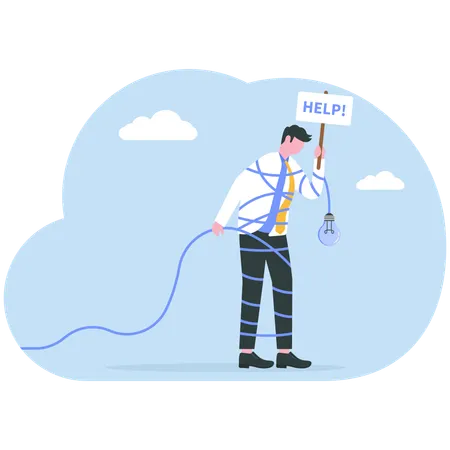 Businessman Need help and support to solve problem  Illustration