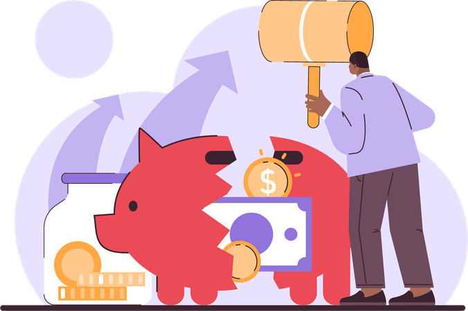 Businessman need of savings money  Illustration